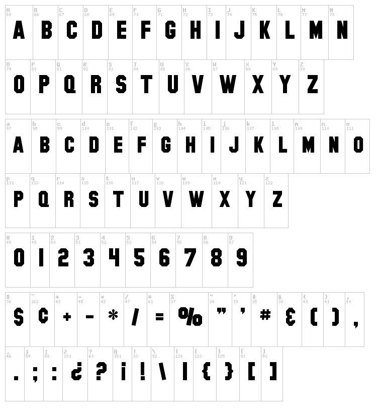 SF Collegiate font map